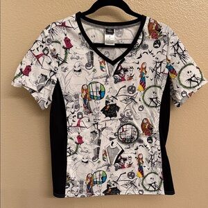 Nightmare Before Christmas Graphic Print V-Neck Scub top